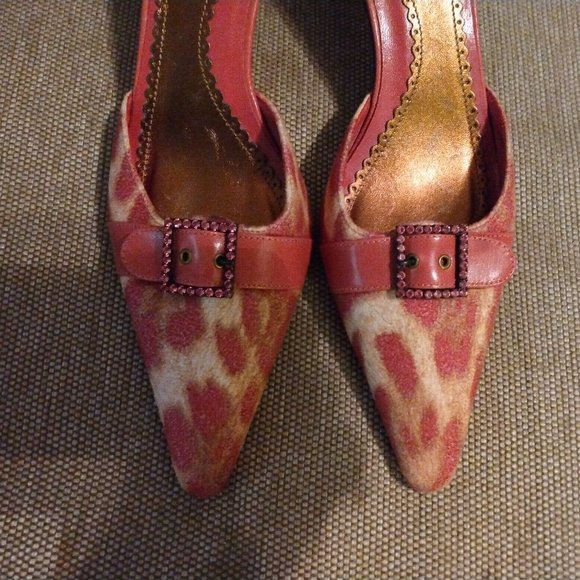 ❤️ISABELLA FIORE Rose Leopard / Pink Crystal Kitten Heel Shoes 7.5 - Picture 2 of 7